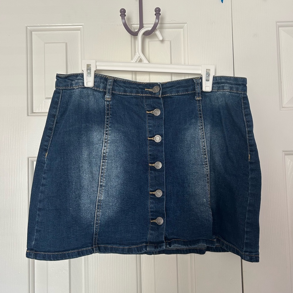 Womens Denim Button Skirt